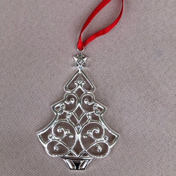 Lenox Sparkle and Scroll Tree Ornament Christmas Clear Crystals Silver Plated - Picture 9 of 10